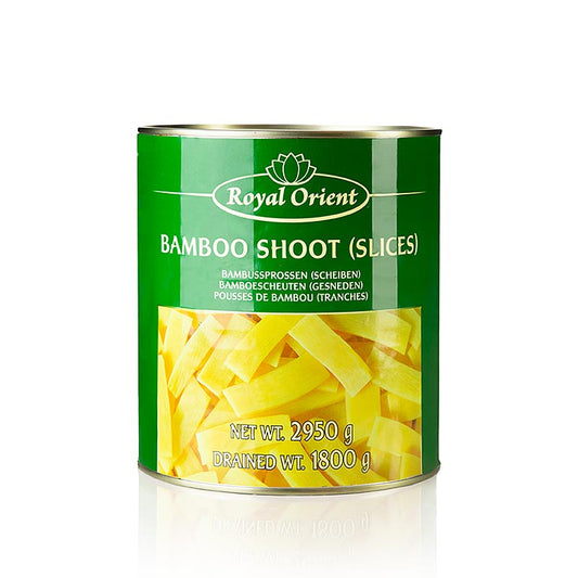 Large 295 kg can of sliced bamboo shoots, perfect for Asian cuisine