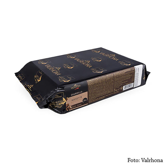 Gianduja Noisette noir - dunkle Bitter-Haselnuss-Couverture, Block, 3 kg: High-quality dark hazelnut couverture block, perfect for confectionery