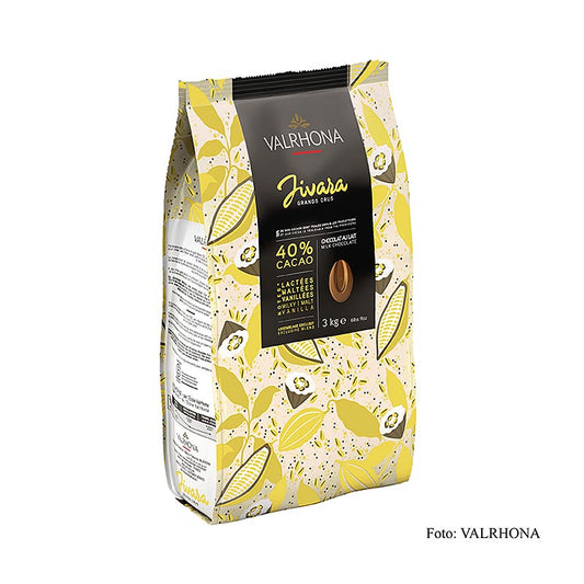 Valrhona Jivara Lactée Grand Cru, Vollmilch Couverture, Callets, 40% Kakao, 3 kg - hochwertige Schokoladen-Callets mit milchigem Geschmack und 40% Kakaoanteil, ideal für professionelle Anwendungen in der Patisserie