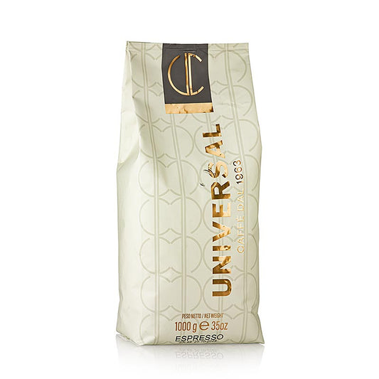 A 1 kg bag of universal whole bean espresso, perfect for coffee lovers