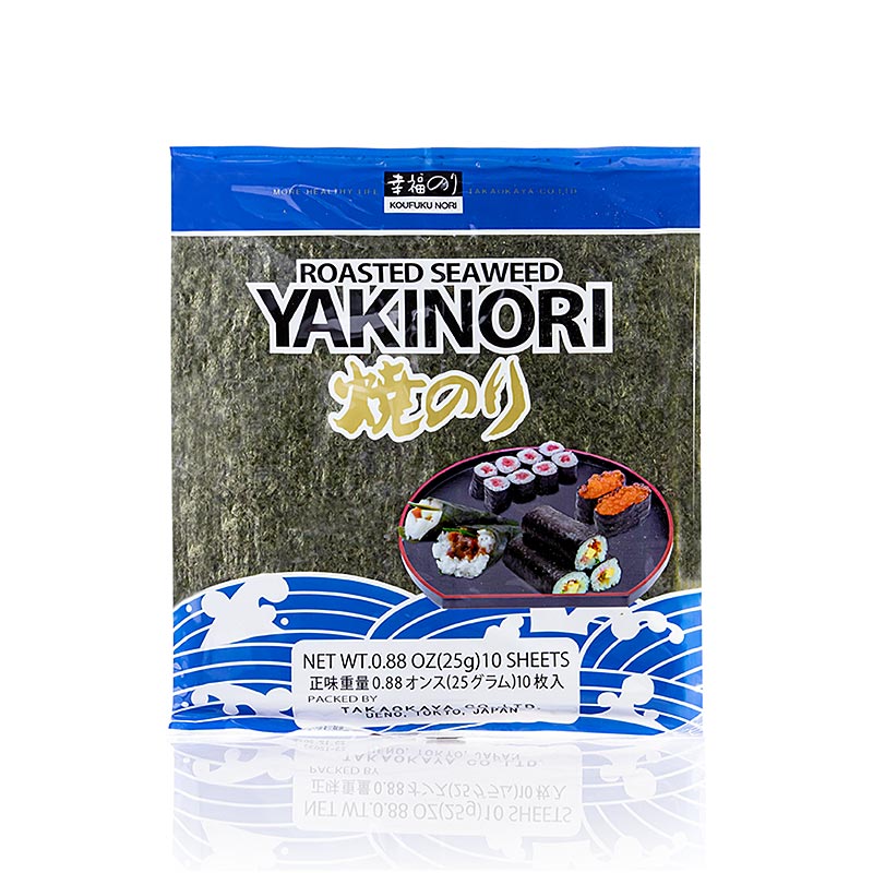 Yakinori ganze Größe, getrocknete Algenblätter, geröstet, 20 g - hochwertige, knusprige Algenblätter für Sushi und Salate