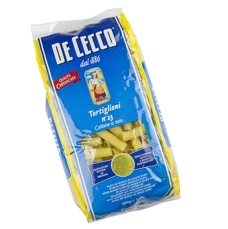 De Cecco Tortiglioni, No23, 500 g - köstliche italienische Pasta in Röhrenform