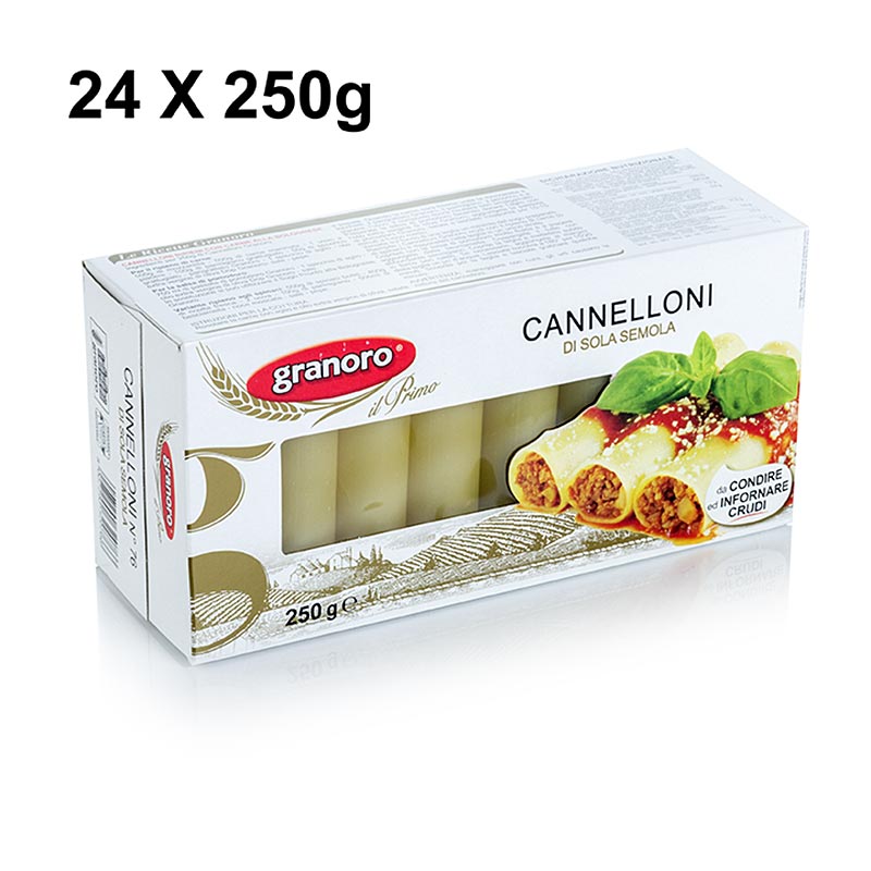 Granoro Cannelloni, ca 25 Rollen/Päckchen, No76, 6 kg, 24 x 250g - Italian pasta dish, 25 rolls/packets, 6 kg, 24 x 250g