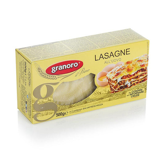 German

Lang gestreckte Lasagneplatten aus Eierteig, 82 x 60 x 1mm, Nummer 120, 500g Verpackung