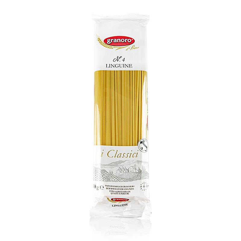 500 g package of Granoro Linguine, a classic Italian bandnudel pasta, 2mm thickness, No4