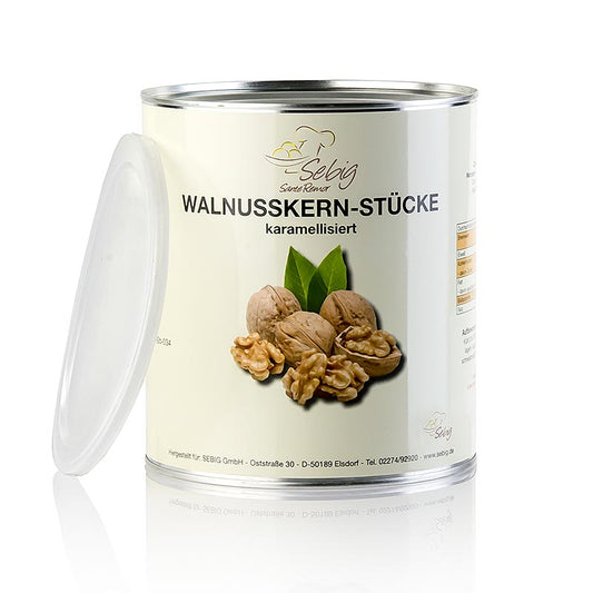 Caramelized 500g Walnusskern-Stücke (walnut pieces) with a sweet, crunchy texture