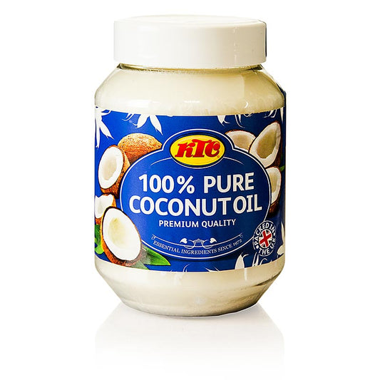 Alt text: 500 ml of pure, organic Kokosnussöl - Kokosnussfett, cold-pressed and unrefined coconut oil