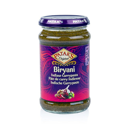 283 g jar of Patak's Biryani Paste Mild, a flavorful and convenient cooking ingredient for creating delicious biryani dishes at home (English)