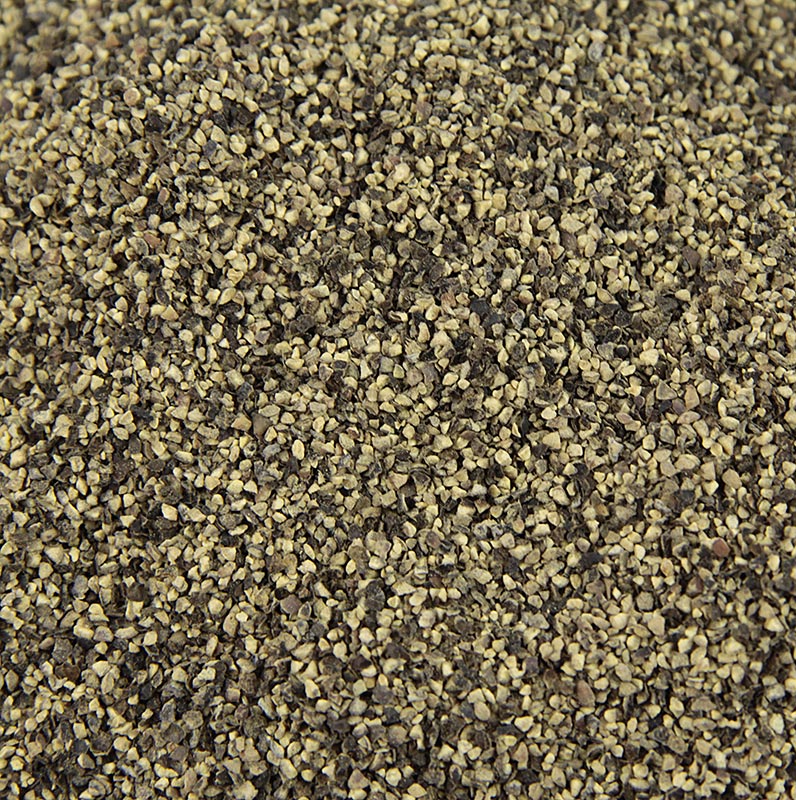 Fine ground 1 kg of black pepper granules, perfect for seasoning