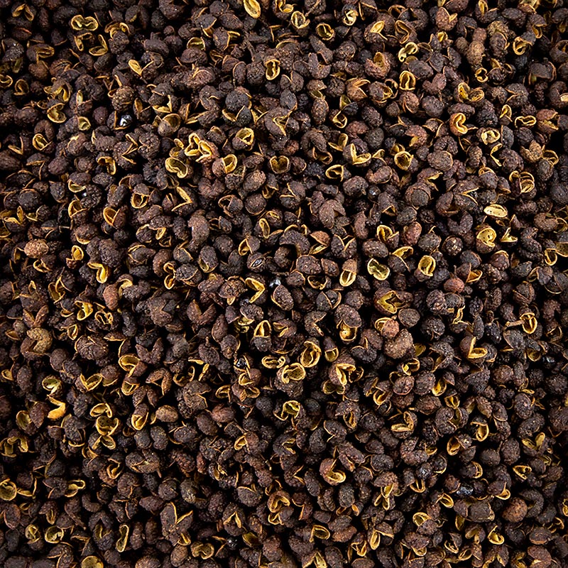 Sichuan Pfeffer - also known as Szechuan Pfeffer, Fagara, or Chinesischer Bergpfeffer - is a 250 g product, commonly used in Chinese cuisine for its unique and numbing spice