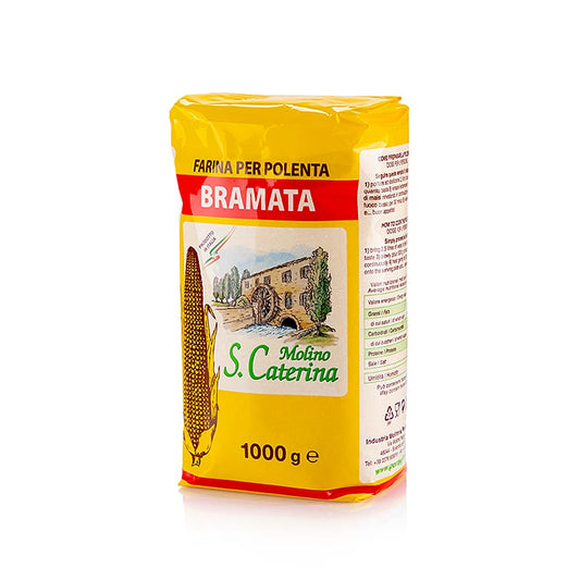 German:

1 kg Packung Polenta Bramata, mittelfeiner Maisgrieß, ideal zum Kochen und Backen