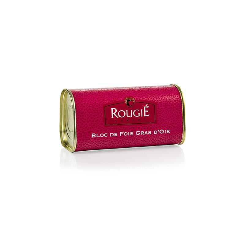 Gänsestopfleberblock, Foie Gras, Trapez, Halbkonserve, Rougié, 210 g - exquisite half-conserve trapezoid-shaped foie gras block by Rougié, 210 grams