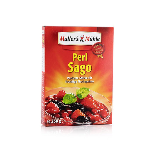 English

Alt text: High-quality 250g pack of Sago, a natural starch extracted from the pith of the sago palm, perfect for use in cooking and baking recipes