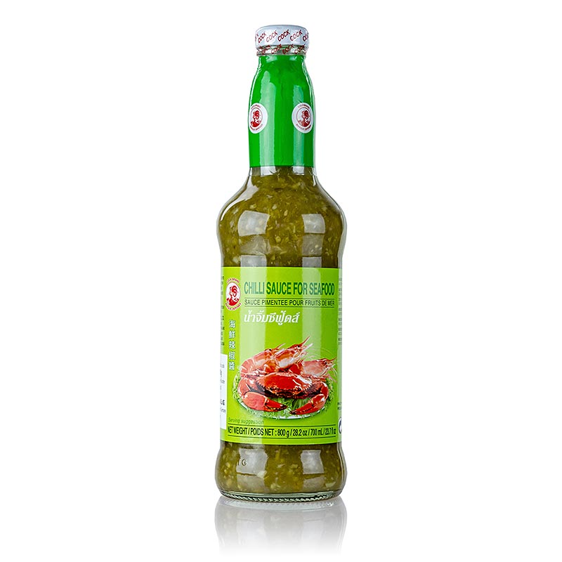 700 ml bottle of Cock Brand green chili sauce for seafood (English)