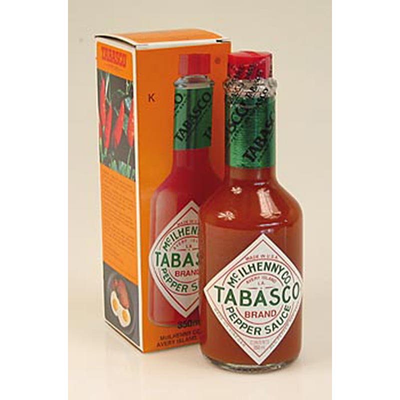 Tabasco 350 ml bottle by McIlhenny, with a spicy and tangy flavor profile, perfect for adding a kick to your favorite dishes (English)