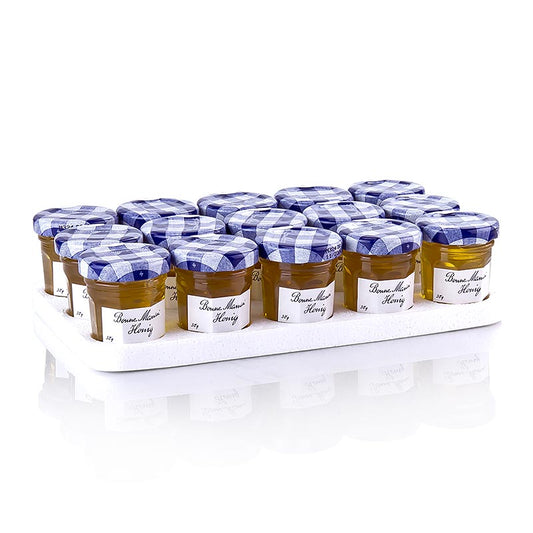 Bonne Maman Honig, Portionsgläser, 450 g, 15 x 30g - Süßer Honig in praktischen Portionsgläsern, perfekt für Frühstück und Snacks