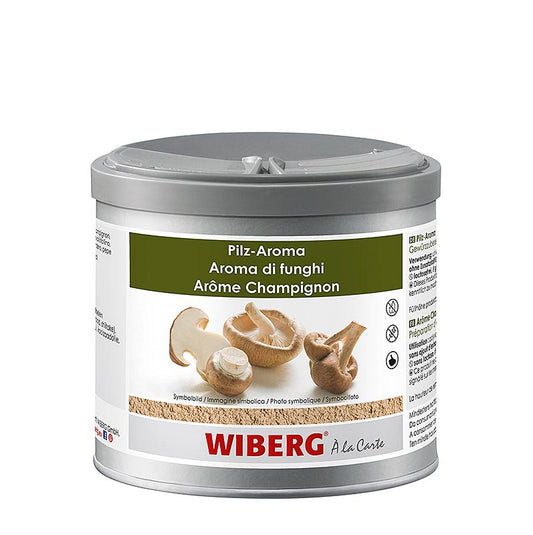 Featuring a blend of aromatic spices with Steinpilzen, Champignons, and Shiitake, the 200 g Wiberg Pilz-Aroma Gewürzzubereitung is a must-have for mushroom lovers (English)