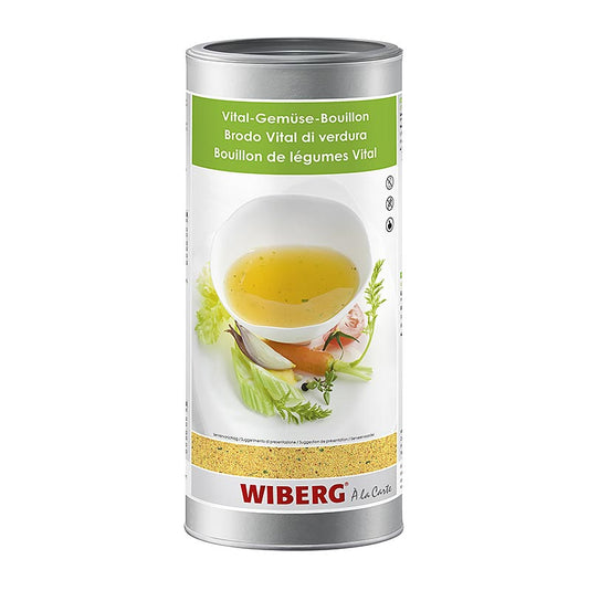 Large 12 kg container of Wiberg Vital-Gemüse Bouillon, perfect for making 54 liters of delicious vegetable broth