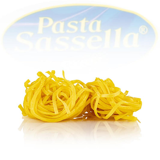 Frische Tagliarini mit Ei, Bandnudel, 4 mm, Sassella, 500 g - traditionelle italienische Nudelsorte in 500g Packung