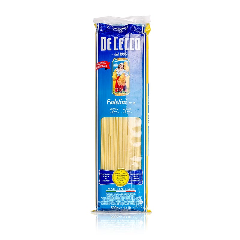 De Cecco Fedelini, No10, 500 g - Lang, dünn und köstlich, perfekt für vielseitige Pasta-Gerichte