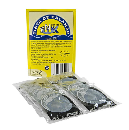 8 portion packets of 4g liquid squid ink, 32g total weight