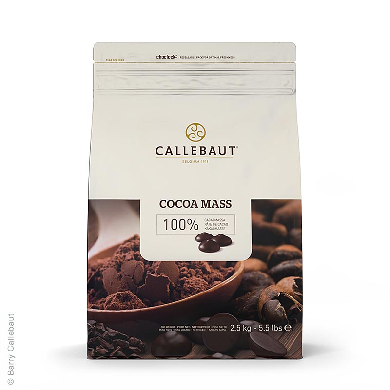 Kakaomasse Extra, Callets, 100% Kakao, Callebaut, 2,5 kg - Hochwertige Kakao Callets in praktischer Verpackung