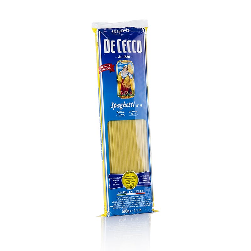 De Cecco Spaghetti, No12, 500 g - Hochwertige italienische Pasta aus Hartweizengrieß