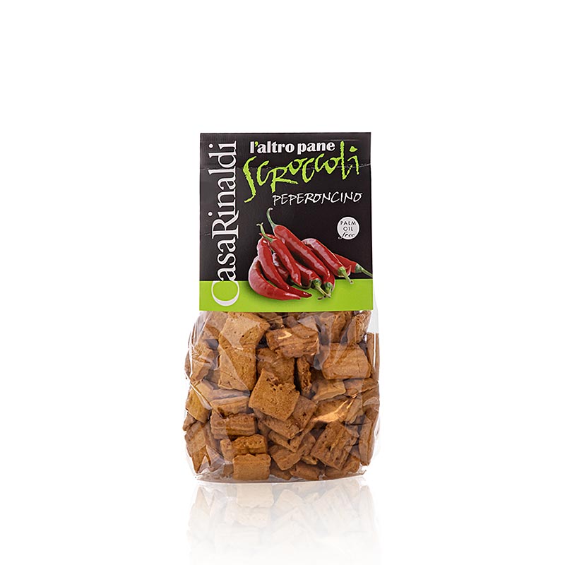 Scroccoli al peperoncino - Knabbergebäck mit Chili, 300 g ist ein knuspriges, pikantes Snack-Gebäck mit intensivem Chiligeschmack