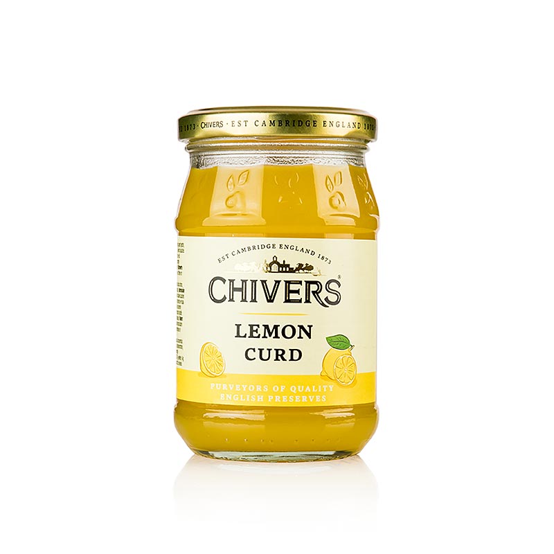 A 320g jar of Chivers Lemon Curd, a tangy and sweet spread made from fresh lemons