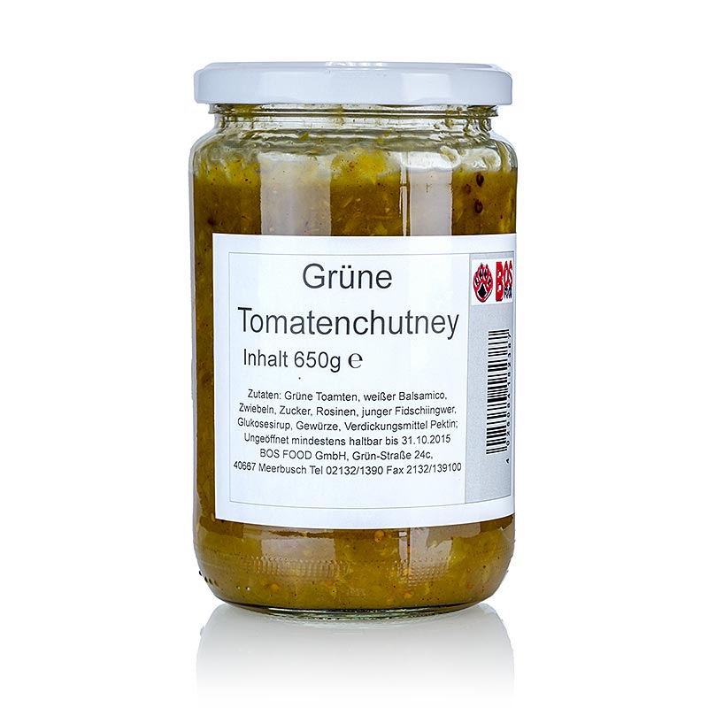 Delicious and tangy Grüne Tomaten Chutney with white balsamic vinegar, 650g jar