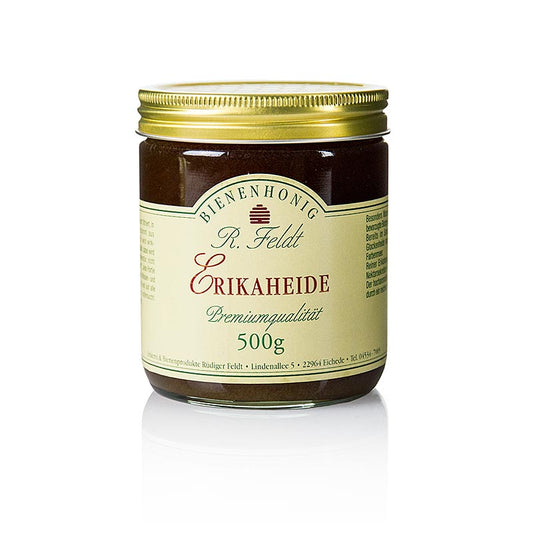 Highly aromatic and dark Erikaheide-Honig from Spain or France, 500g, with a delightful floral flavor profile