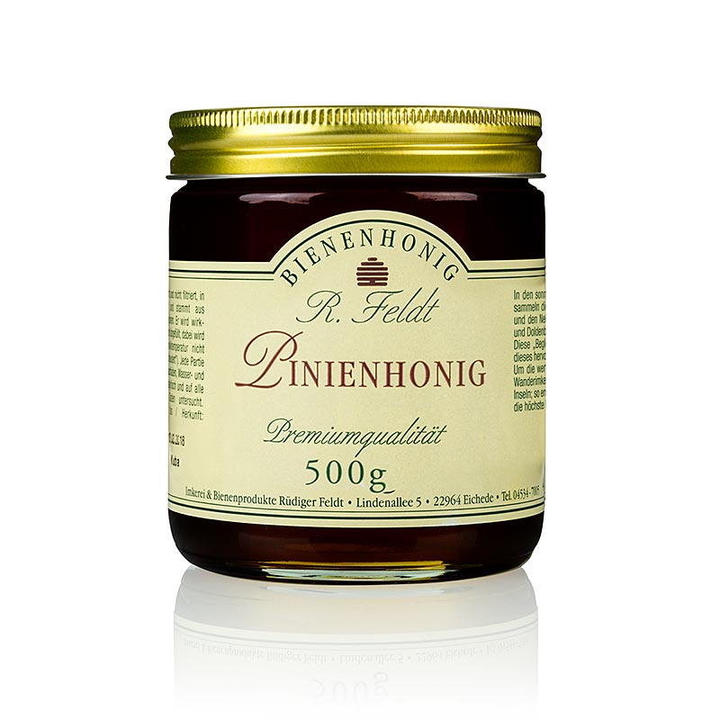 500g of dark, mild-fragrant pine forest honey from the Aegean region, infused with herbal vegetation