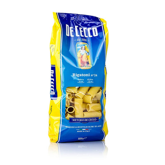 De Cecco Rigatoni, No24, 500 g - Authentic Italian pasta made with durum wheat semolina, ideal for classic pasta dishes