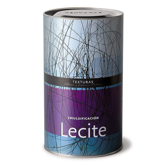 Close-up of the 300g dose of Lecite (Lecithin) - Texturas Ferran Adrià, E 322, a versatile emulsifier used in molecular gastronomy and food processing (English)