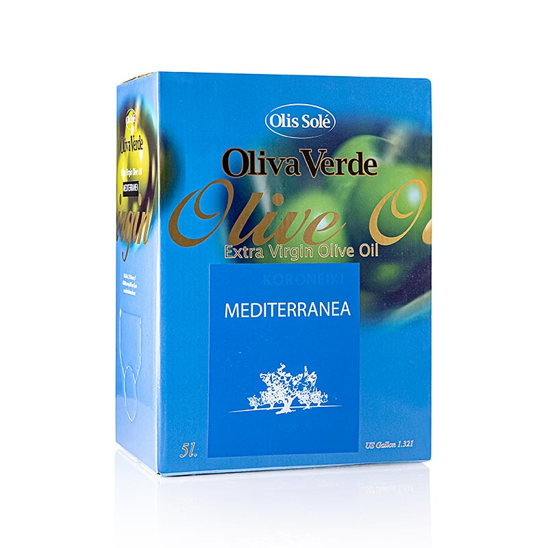 Flasche natives Olivenöl Extra Oliva Verde Selezione Mediterranea aus dem Mittelmeerraum, 5 l