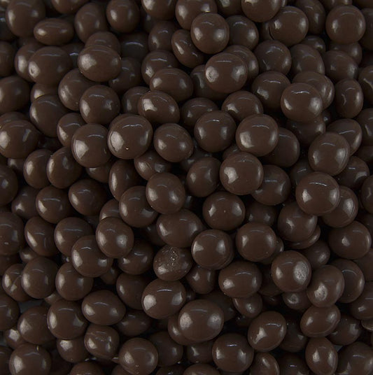 Close-up of Callebaut Callets Sensation Dark, 51% Cacao, 25 kg Zartbitter-Schokoladen-Perlen