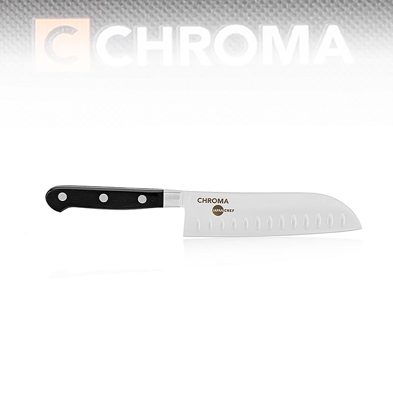 Alt text: Chroma J-09 Santoku knife, 172cm blade length, 1 piece, ideal for precision cutting and chopping in the kitchen  Japanese