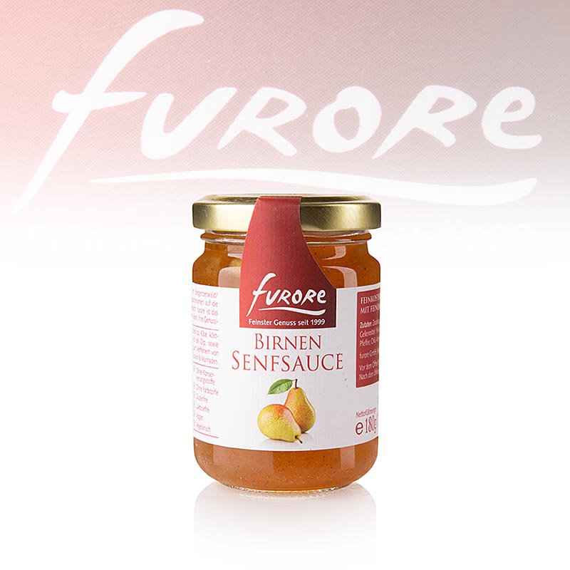 Furore - Birnen-Senf-Sauce, mit Stücken, 130 ml, perfekt zum Verfeinern von Fleischgerichten und Salaten