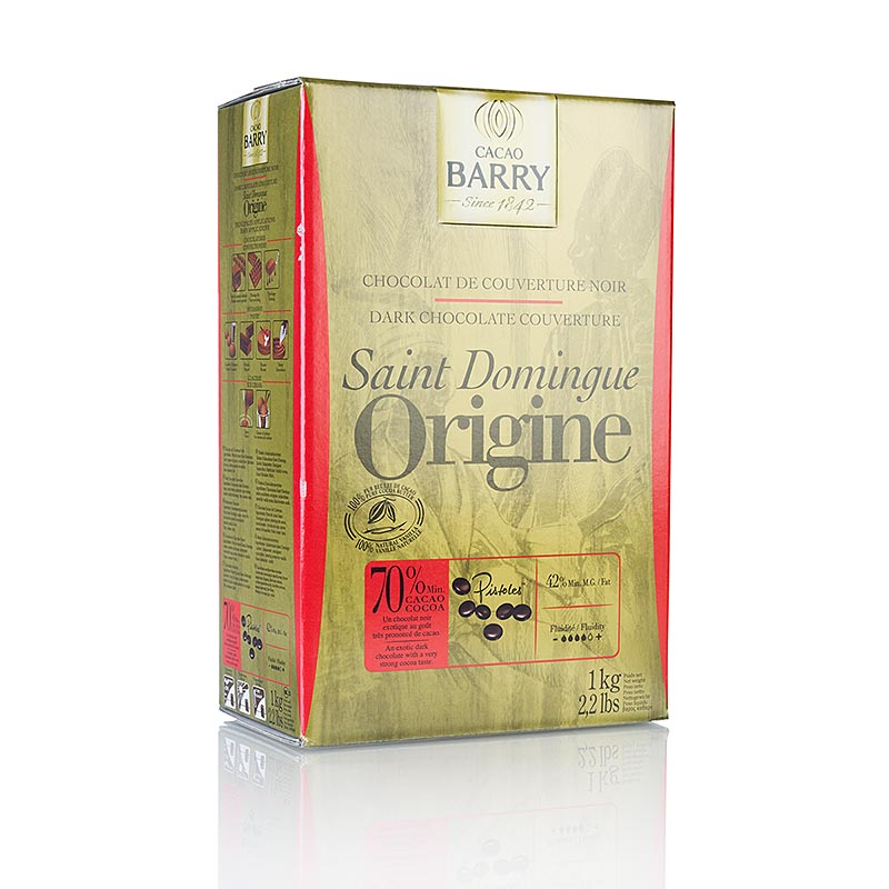 Origine Santo Domingo, dunkle Schokolade Callets, 70% Kakao, 1 kg, premium quality dark chocolate for baking and confectionery