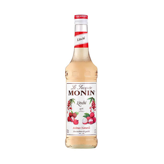 Monin Litschi Sirup, 700 ml, a sweet and aromatic syrup ideal for creating refreshing cocktails and mocktails at home or in a bar setting