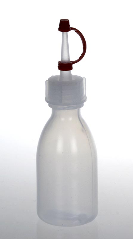 Clear plastic spray bottle with dropper and screw cap, 50ml capacity