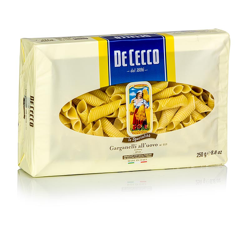 Garganelli mit Ei, No115, 250 g von De Cecco - traditionelle italienische Pasta