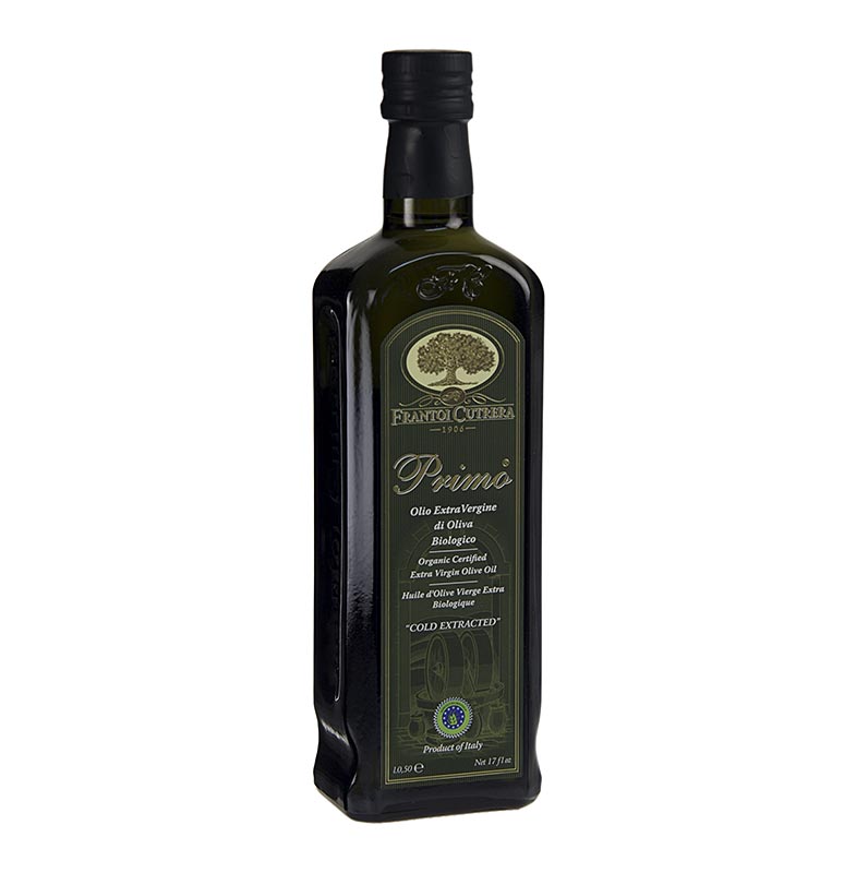 Organic 500 ml bottle of Natives Olivenöl Extra from Frantoi Cutrera Primo, a Sicilian olive oil product