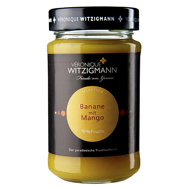 Fruchtaufstrich aus 225 g Banane mit Mango, natürlich süßer Brotaufstrich