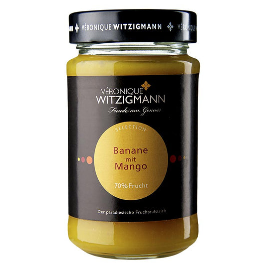 Fruchtaufstrich aus 225 g Banane mit Mango, natürlich süßer Brotaufstrich