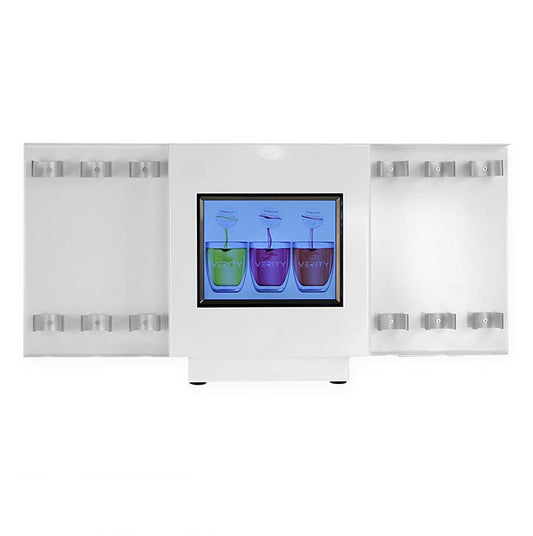 Kapsel dispenser for 6 capsule tubes, featuring a TFT screen for product presentation, 1 piece - ideal for showcasing and organizing capsules in a professional setting