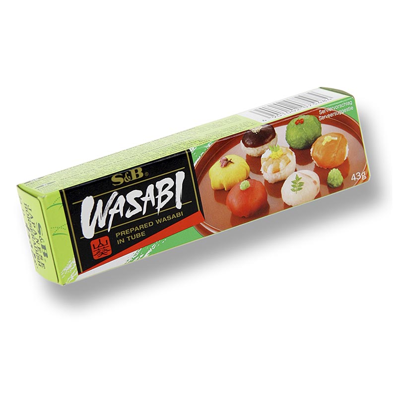 German:
Feinkörnige Wasabi-Paste mit echtem Wasabi, ideal zum Würzen und Verfeinern, 43 g