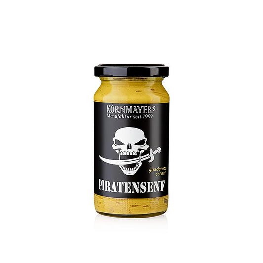 Kornmayer - Piraten Senf, mit roter Pfefferschote und Rum, gnadenlos scharf, 210 ml - a fiery and flavorful mustard condiment perfect for adding a bold kick to any dish