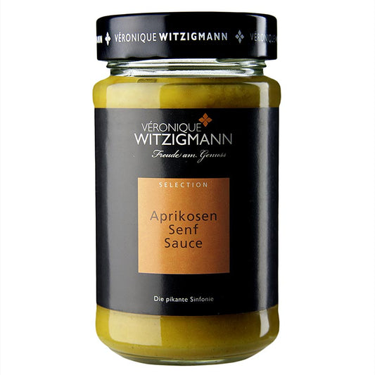 Aprikosen-Senf Sauce, 225 ml - Leckere fruchtige Sauce mit einem Hauch von Senf, perfekt zum Verfeinern von Fleischgerichten und als Dip