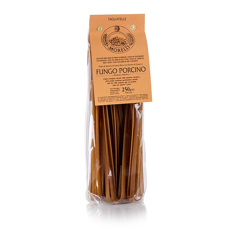 Morelli 1860 Tagliatelle con Porcini, mit Steinpilzen und Weizenkeimen, 250 g - Premium Italian pasta with porcini mushrooms and wheat germ, 250 grams